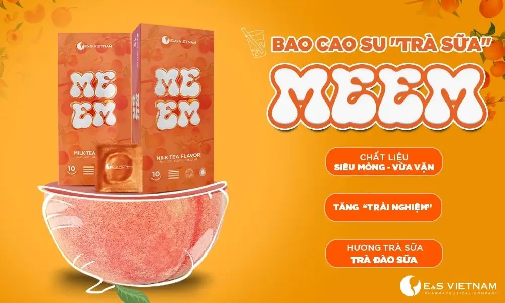 Bao cao su hương trà đào sữa MEEM cho cuộc yêu thêm thú vị