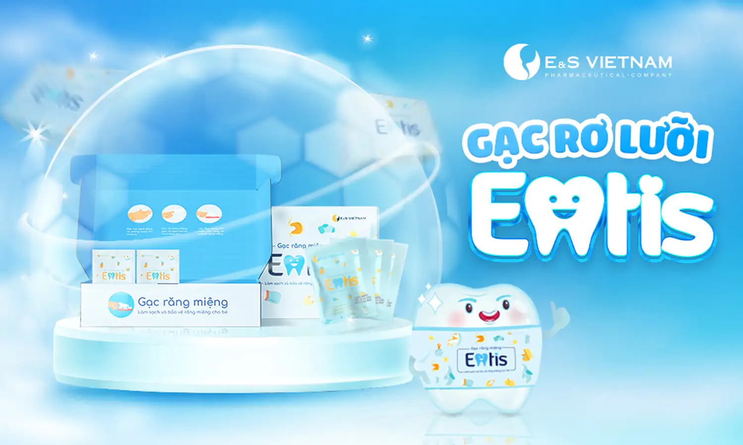 Gạc rơ lưỡi Emtis làm sạch khoang miệng cho trẻ sơ sinh